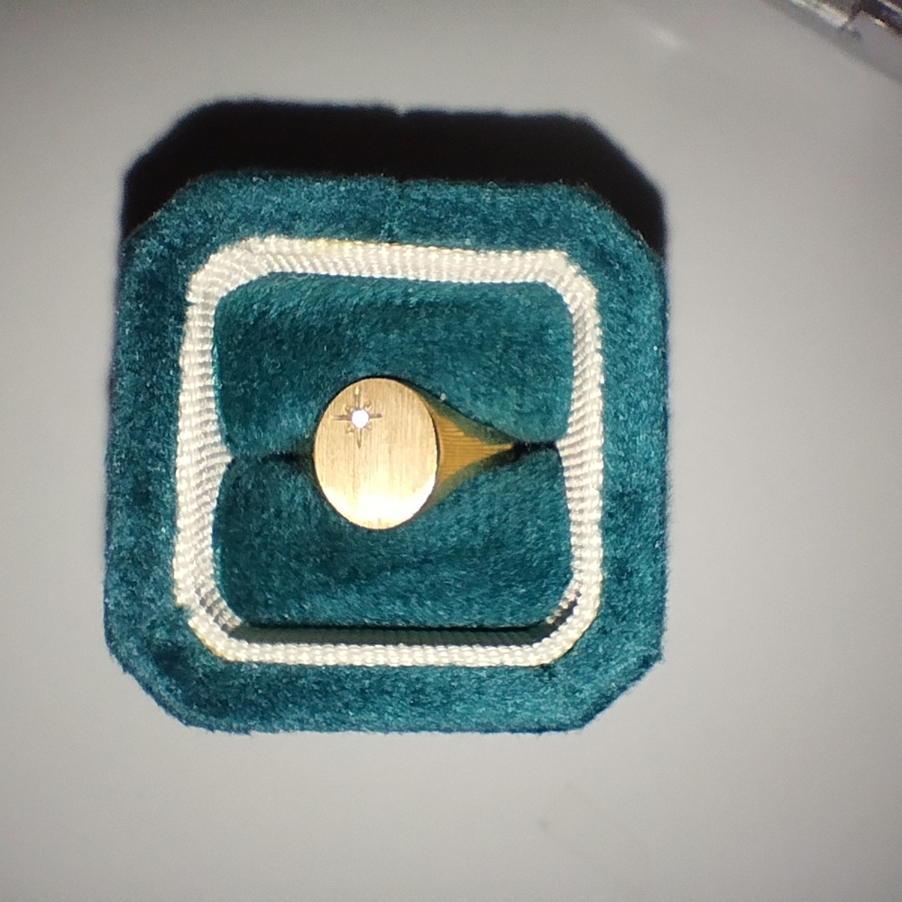 10kt Gold Signet Ring with Single Diamond